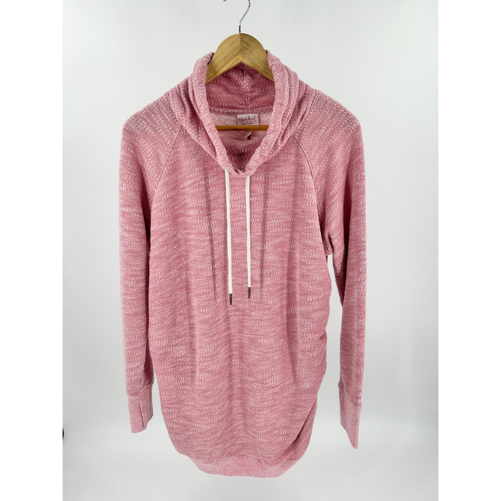 Isabel Maternity Pink Cowl Neck Ruched Side Sweatshirt Thumbhole Cuffs Large